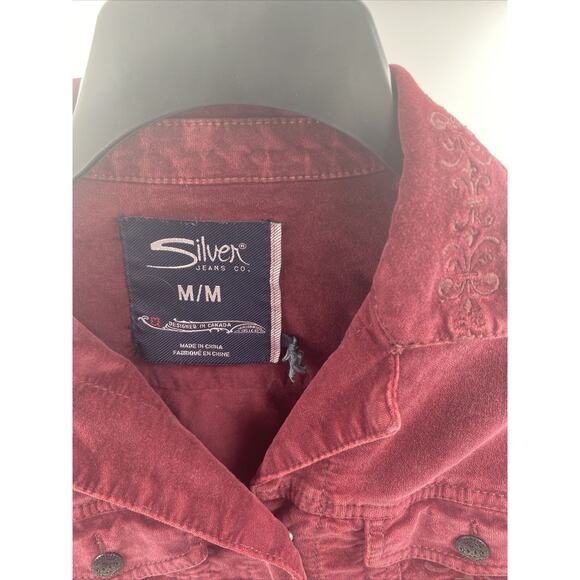 Silver Jeans Women’s Burgundy Medium Button Front Western Shirt - Picture 4 of 7